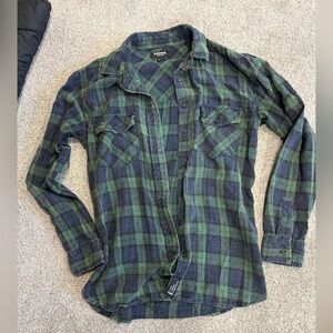 RSQ Green and Blue Plaid Casual Shirt